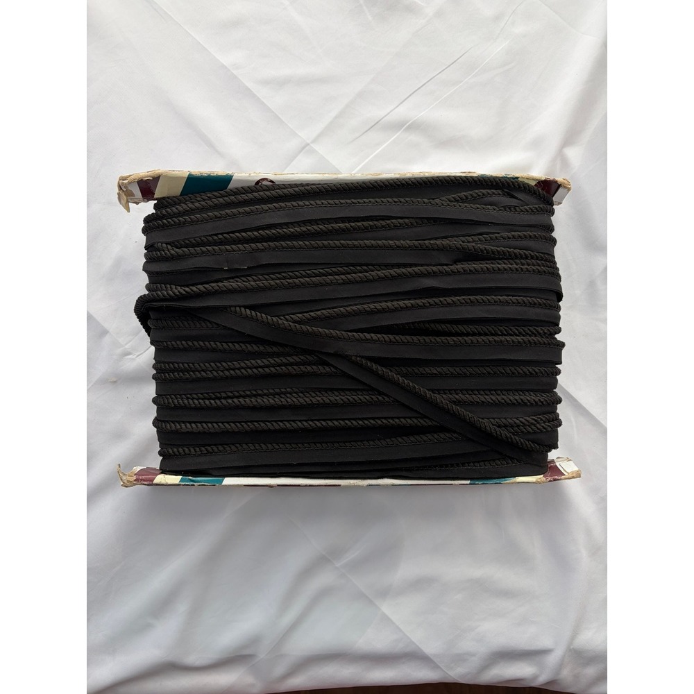 Conso Lip Cord Trim Black Twisted Rope Piping Vintage Spool Upholstery Good